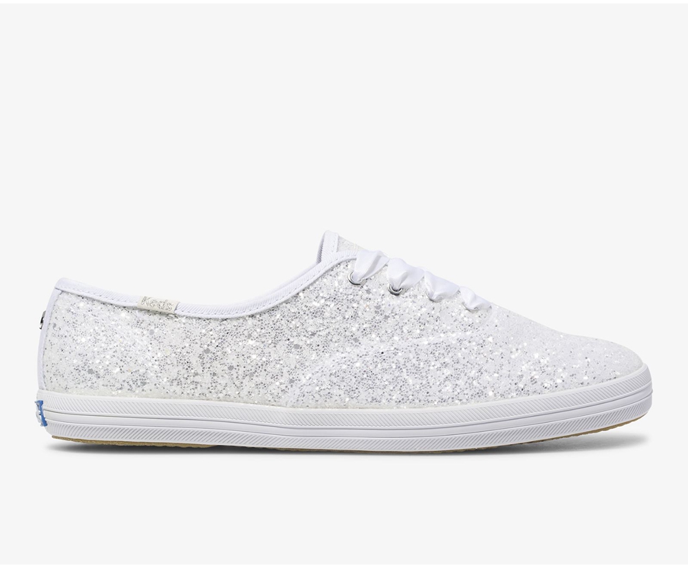 Keds Womens Sneakers White - Kate Spade new york Champion Glitter - 430MRYCXQ